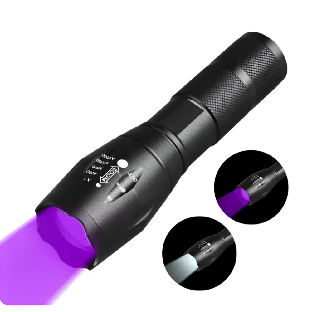 퍼플 화이트 2IN1 줌 기능 UV 395NM LED 손전등 UV-7D